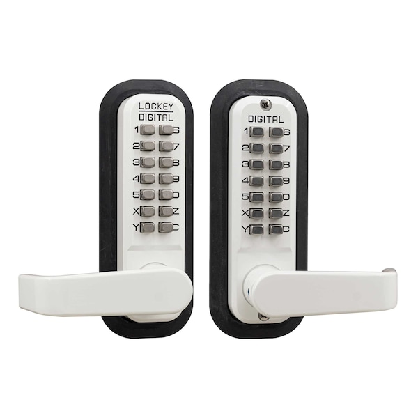 Mechanical Keyless Lever Lock W/ Passage Double Combination White